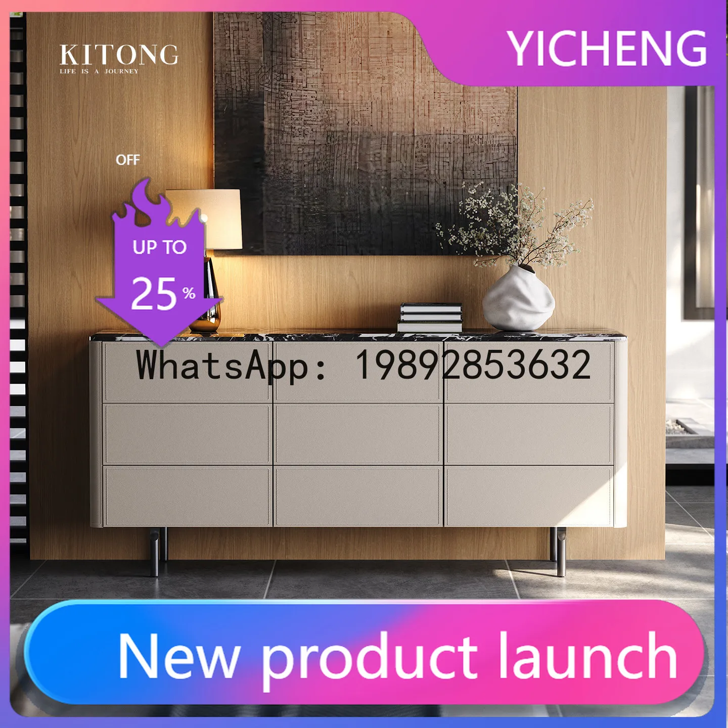 

XL bedroom and living room wall-mounted solid wood sideboard, end-of-bed TV cabinet, drawer storage cabinet