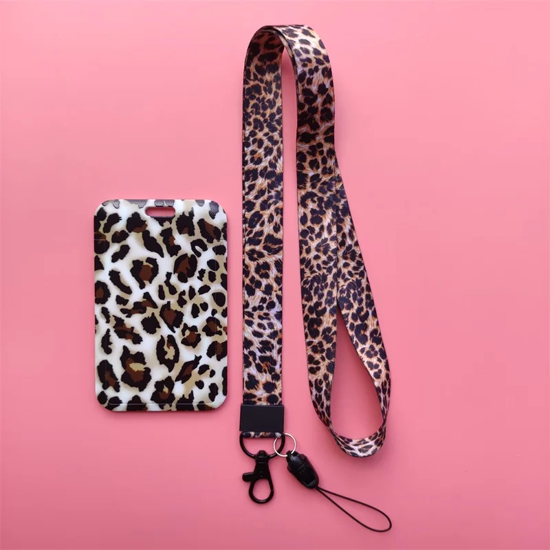 Mode Leopard Muster Großhandel Damen Lanyard ID Abzeichen Halter Hohe Qualität ABS Slide Design ID Karte Halter – Detail 15