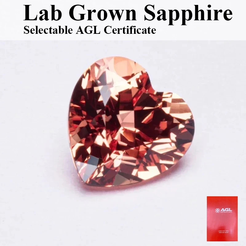 

Heart Shape Orange Color Lab Grown Sapphire VVS1 Gemstone for Charms Diy Jewelry Making Materials Selectable AGL Certi