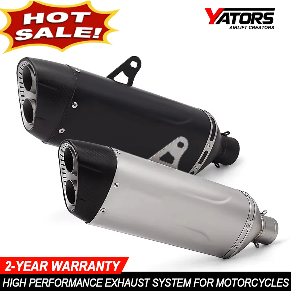 Universial 51mm Motorcycle Exhaust Muffler for Z900 Cbr250rr Ninja300 Tmax, Tmax560, Tmax530 Double Hole Muffler Exhaust Pipes