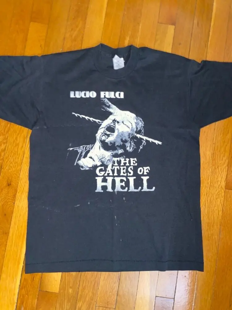 Vintage Lucio Fulci Gates of Hell Horror Movie Promo T-Shirt Sz L Dario Argento