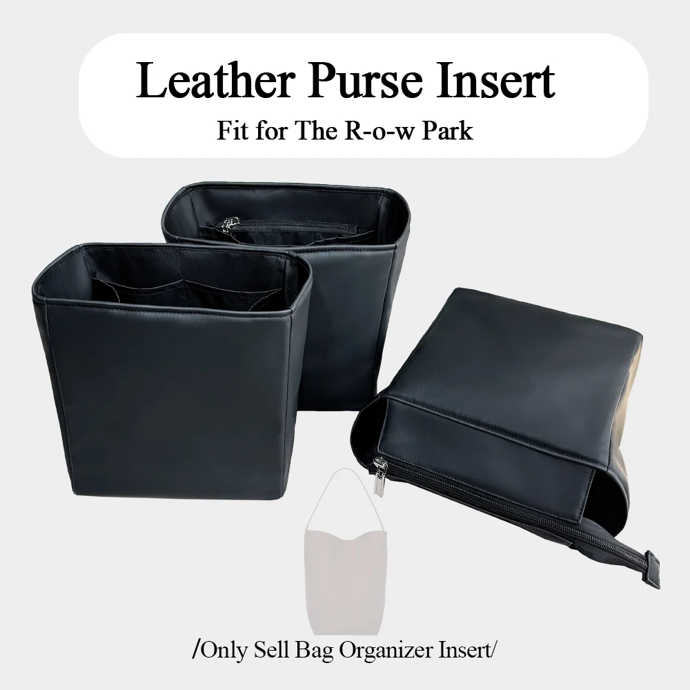 

Leather Purse Organizer Insert Fit for R-ow NS Park Bucket Bag Organizer Insert Inside Storage Bag In Bag Zipper Inner Liner Bag