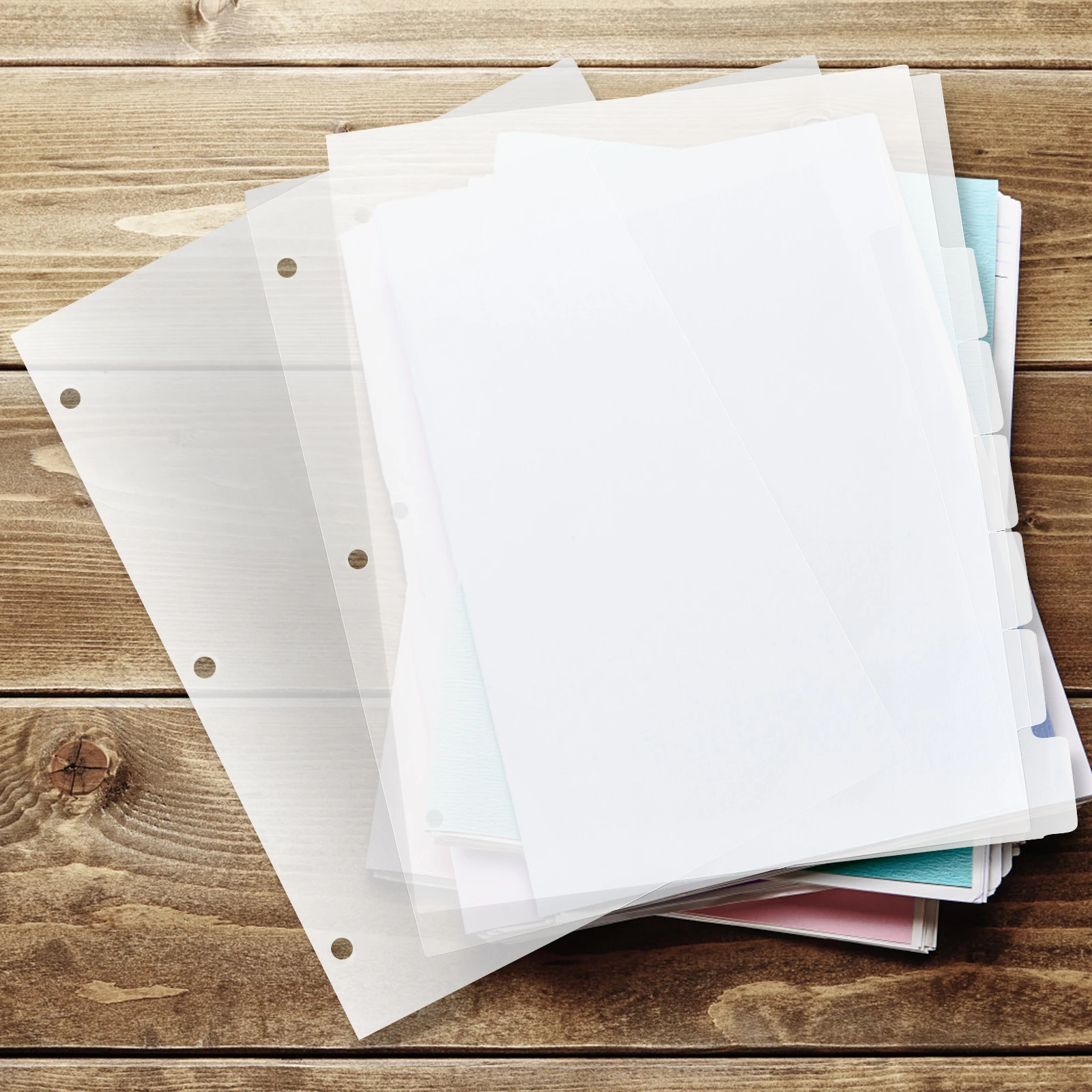 

Loose leaf Binder Dividers Clear Plastic Tabs Separators 3 Rings for School Office Home Portable Frosted PP Easy Clean