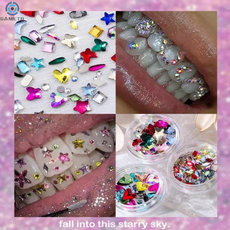 ชุดอุปกรณ์ตกแต่งฟันด้วยคริสตัลแก้วรูปเพชรรูปผีเสื้อ 1 ชุด สำหรับงาน DIY หลากหลายรูปทรงและสี สำหรับตกแต่งฟัน