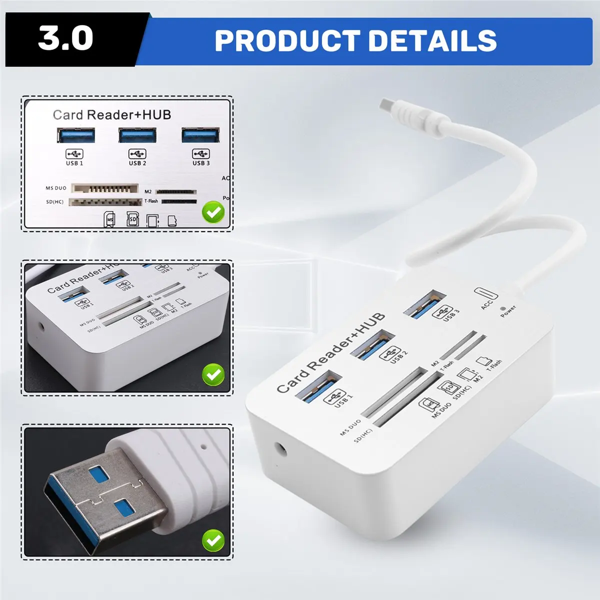 NEW DT85-USB HUB 3.0 USB Splitter 3 Ports Extensor Multi USB Extension Multiple 3 0 Hub SD Card Reader USB3.0 Expander for PC