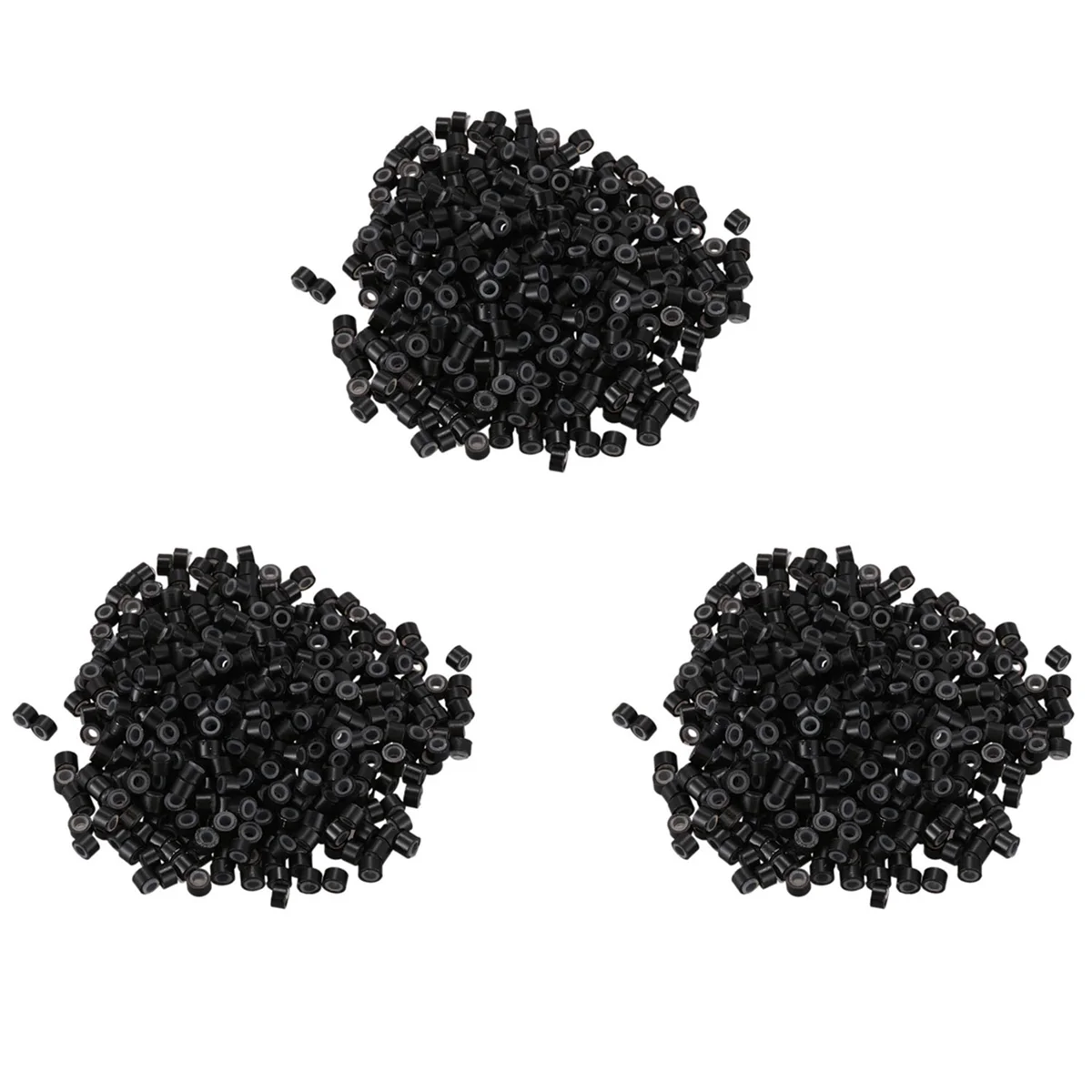 A72Z 1500 Pcs Black 5mm Silicone Lined Micro-Ring Links Beads for I Stick Hair Extension Installation and Feathers