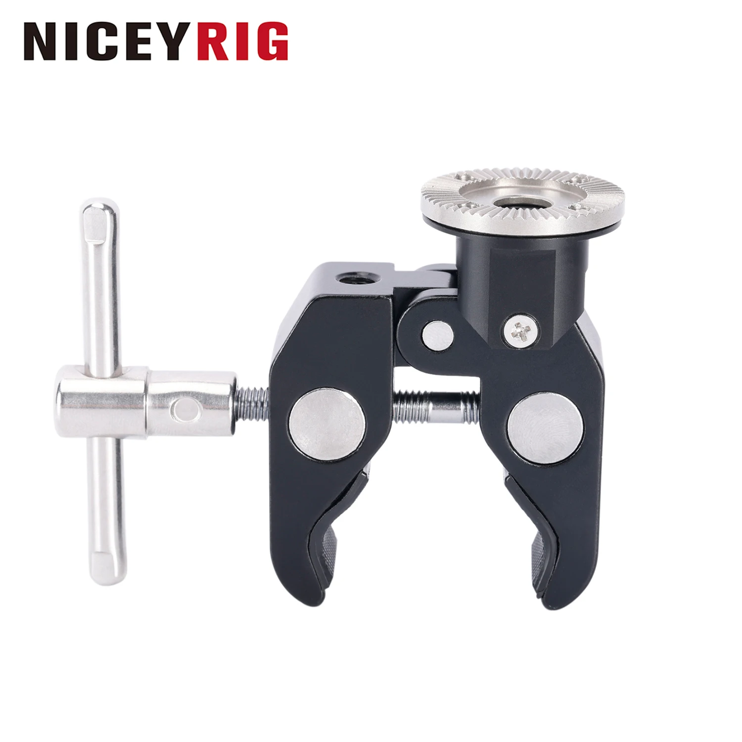 

NICEYRIG Super Clamp to Rosette Mount Adapter, Maximum 50mm Adjustable Jaw Applicable for Desk Tripod Monopod Studio Light Stand