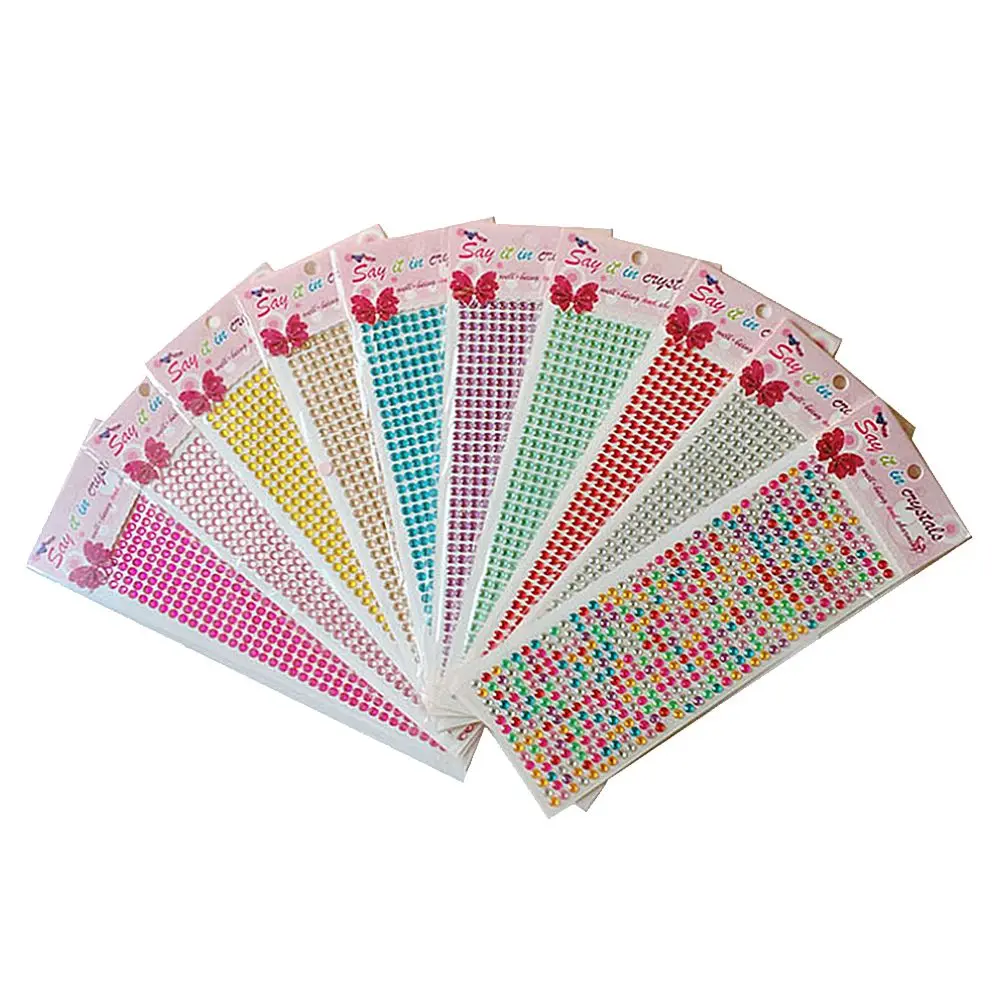 

5Pcs Half Round Artificial Pearl Beads Flat Back Pearl Sticker with Adhesive for Craft Makeup (Mix Color)