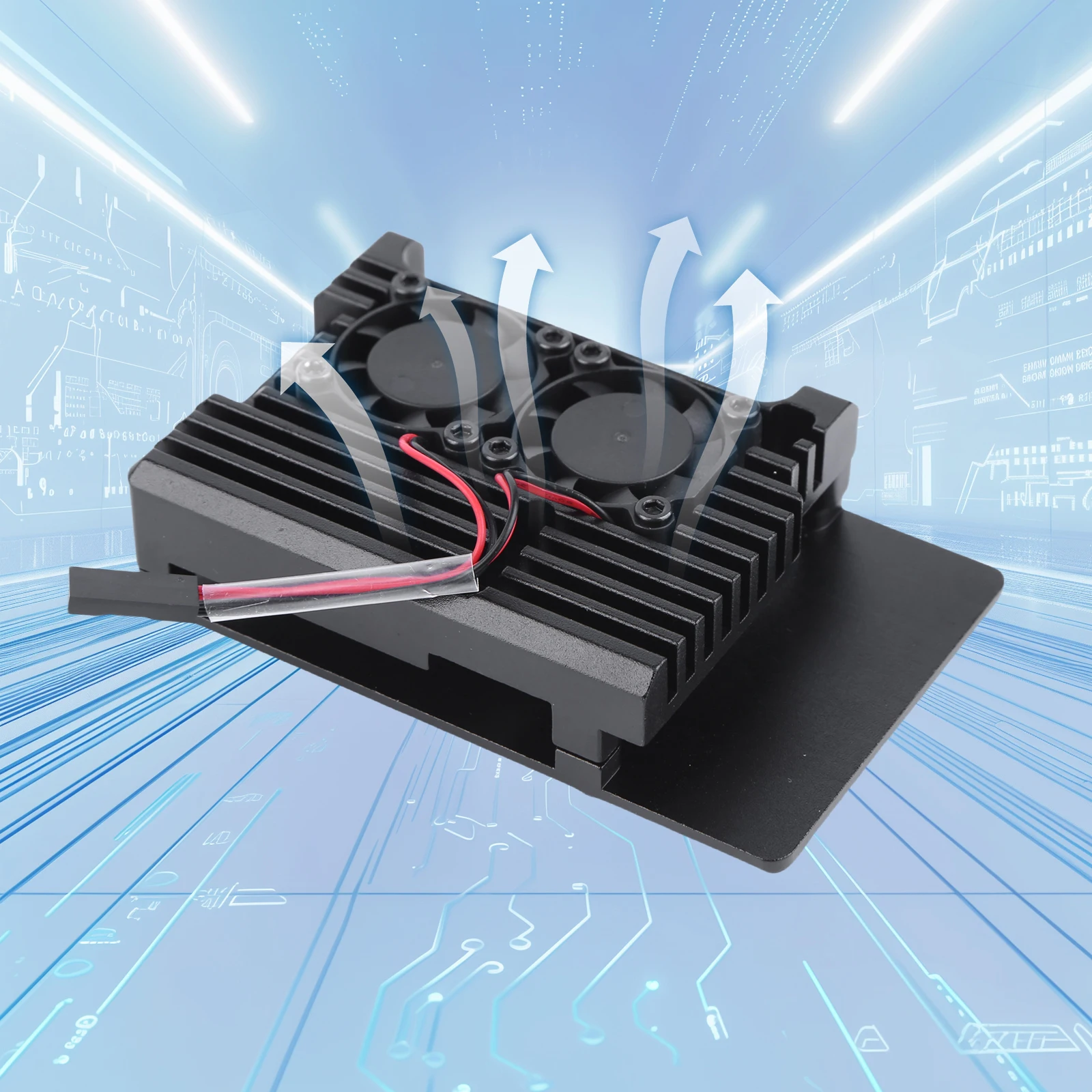 

Сверхмощный металлический корпус с пассивным охлаждением и двойным охлаждающим вентилятором, алюминиевый охлаждающий корпус с термолентой для Raspberry Pi 4B