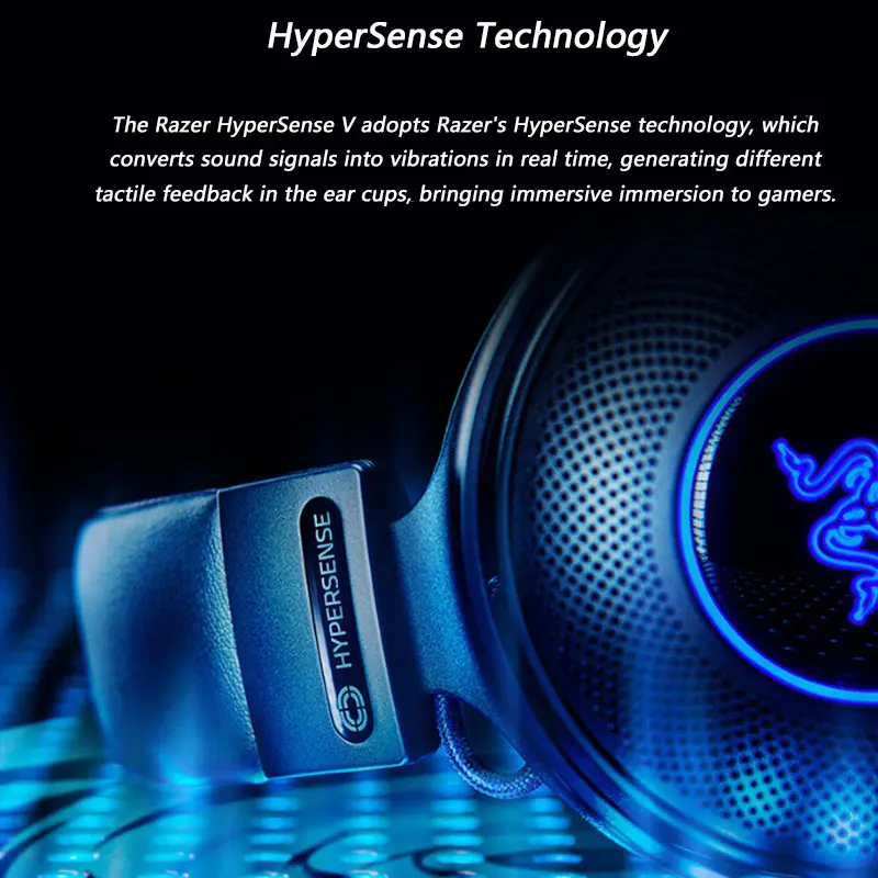 Razer Kraken V3 HyperSense Wired USB Gaming Headset w/Haptic Technology:Triforce Titanium 50mm Drivers THX Spatial Audio