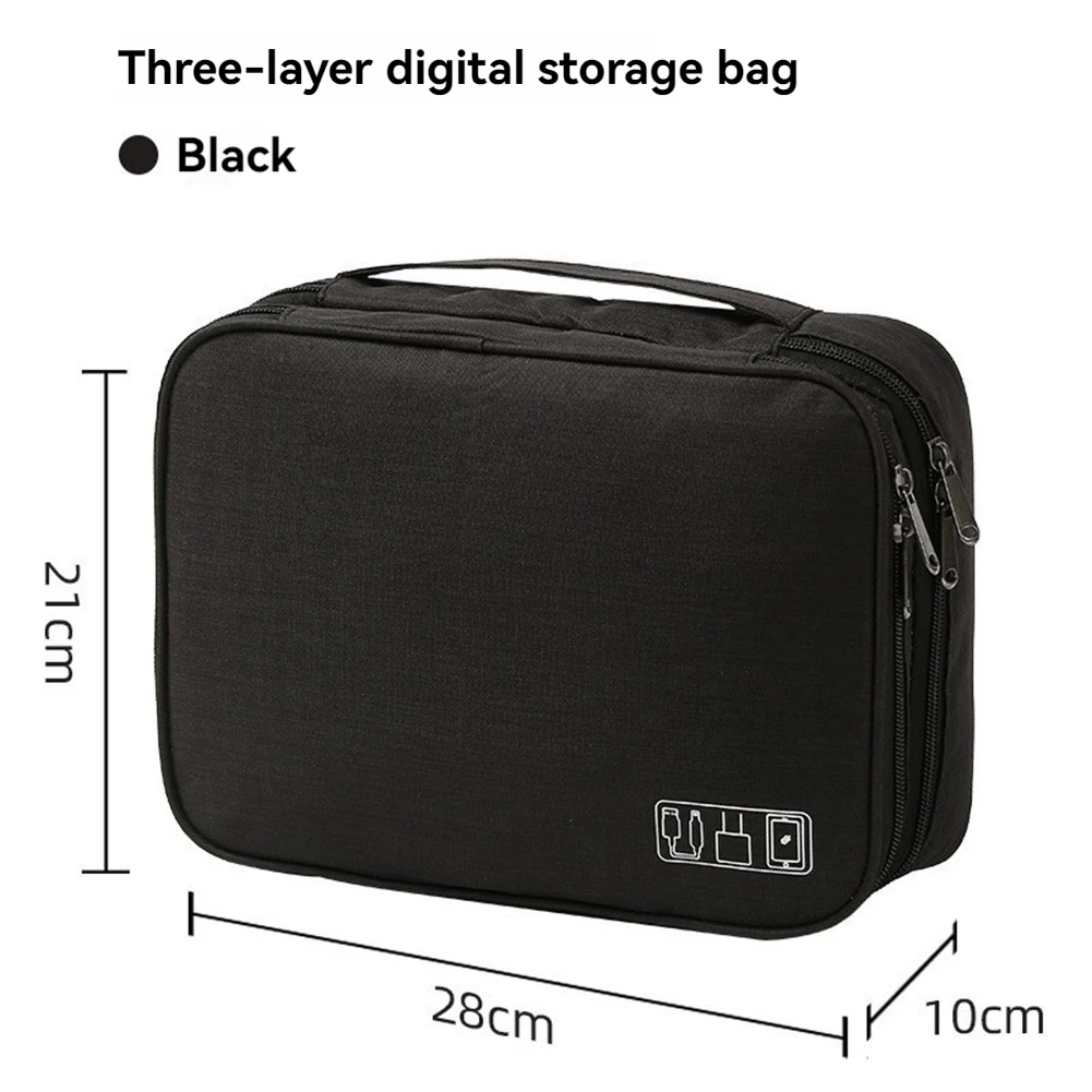 Cable Storage Bag Digital Electronics Organizer for Travel, Portable Case for Cables, Chargers & Accessories Black