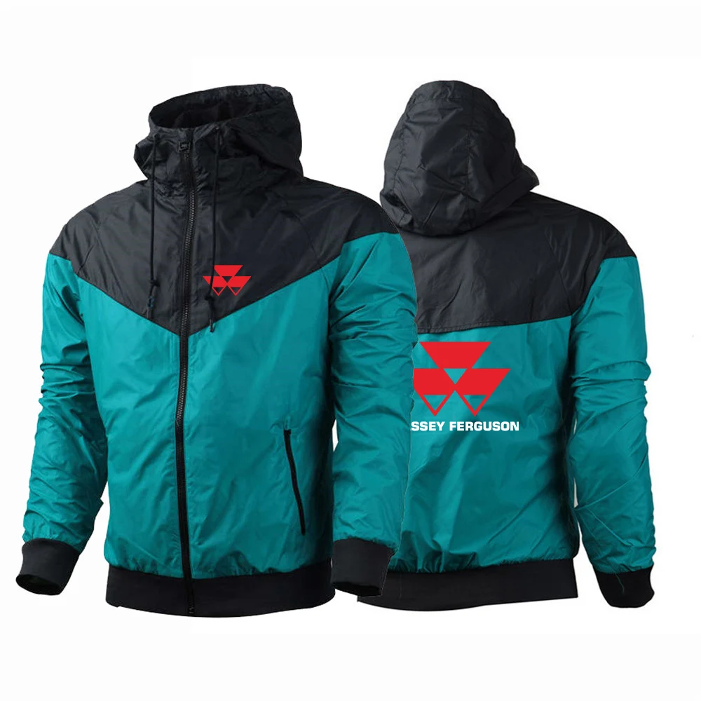 

Massey Ferguson 2024 Men New Spring and Autumn Printing Trendy Breathable Five-Color Stitching Windbreaker Thin Jacket Tops