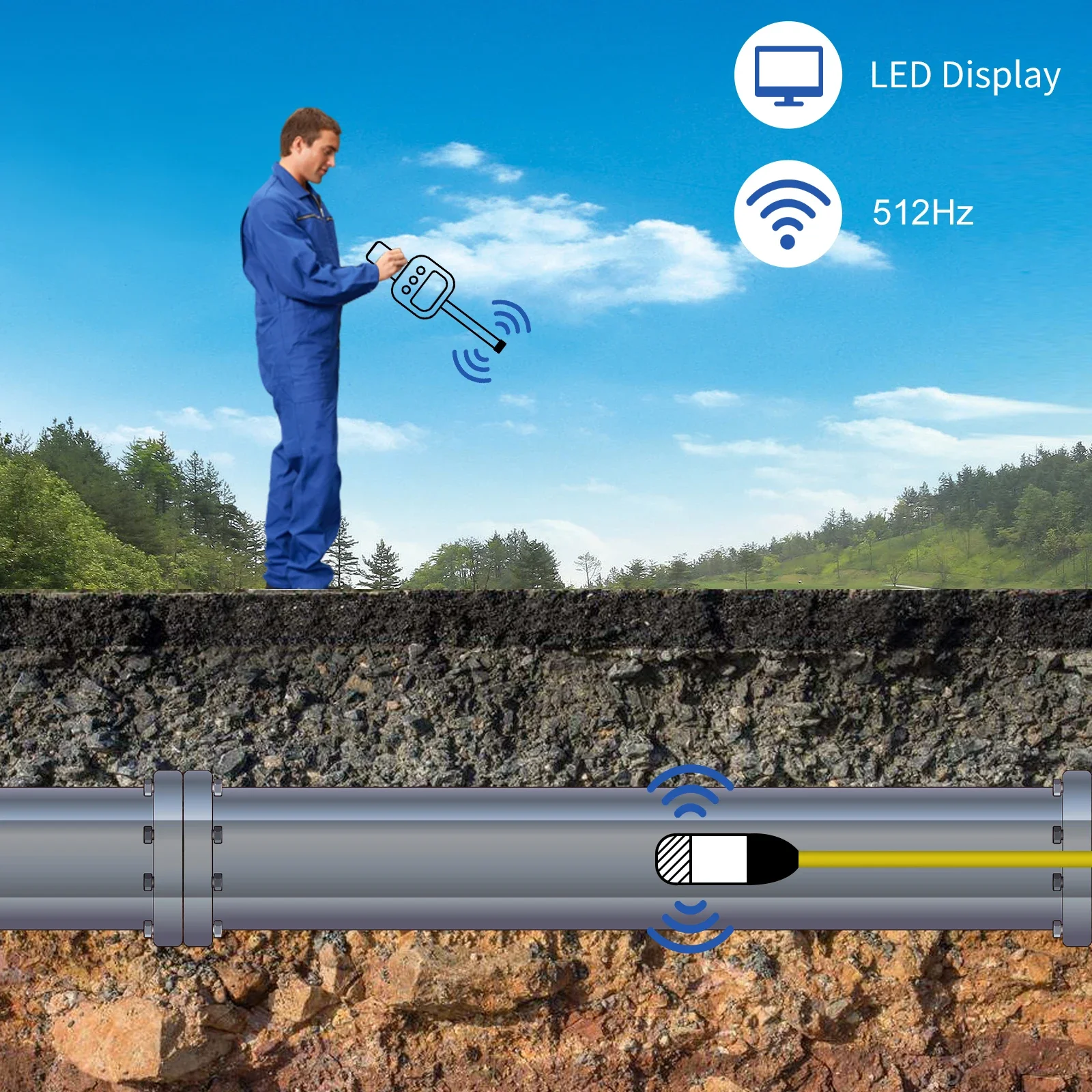 SYANSPAN-dispositivo de detección de cámara de inspección de tuberías de alcantarillado, receptor/localizador de 512hz para Ubicación de endoscopio Industrial Drian