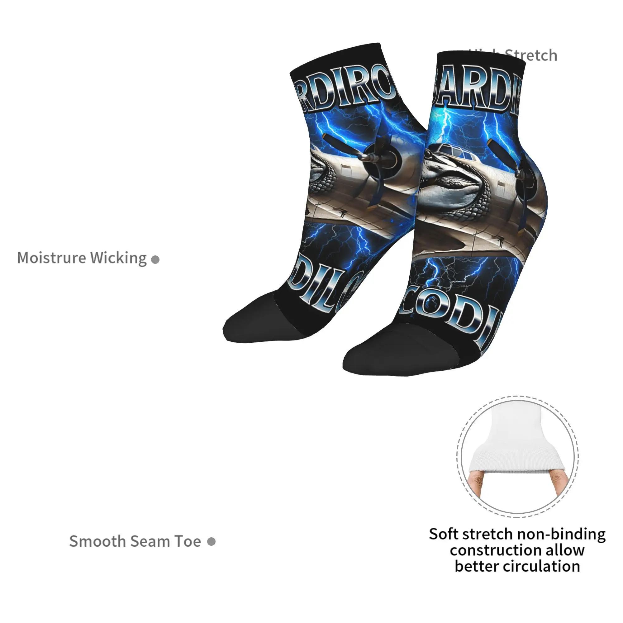 Bombardiro Crocodilo Söckchen Paar Italienisches Brainrot Meme Atmungsaktive Neuheitssocke Frühling Outdoor Rutschfestes Design Socken Geschenk