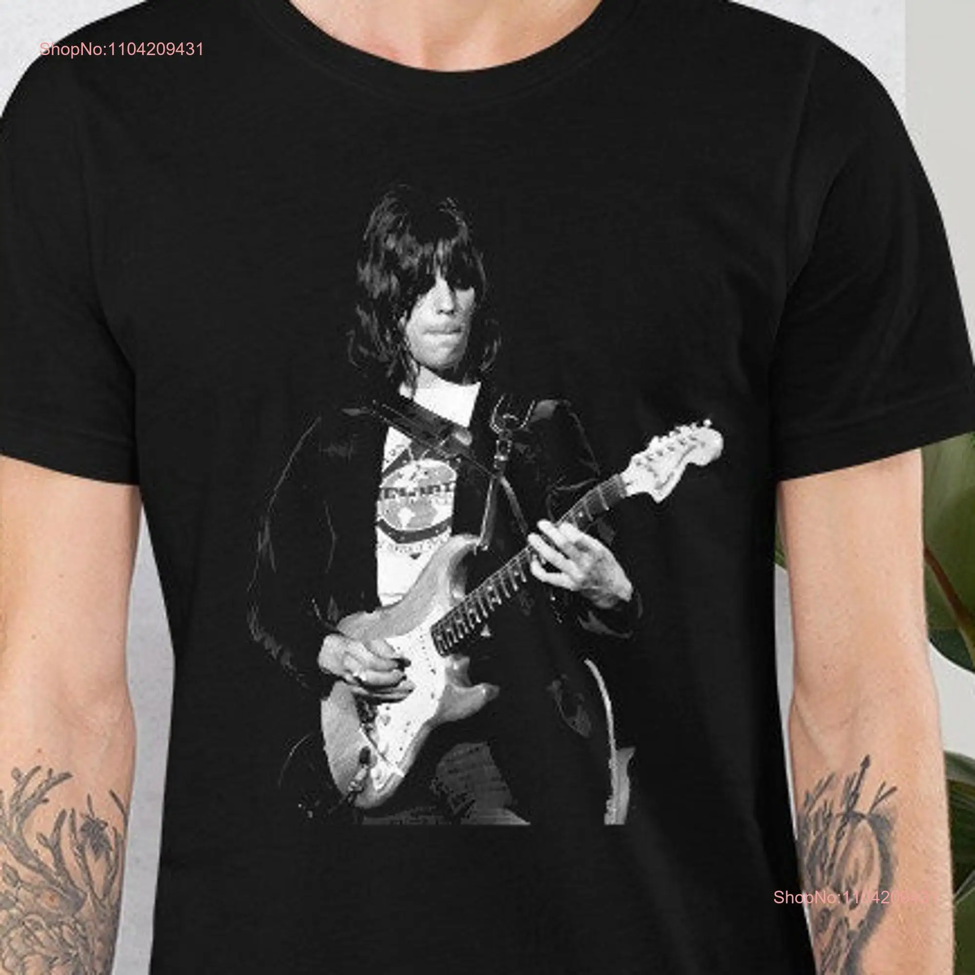 Jeff Beck with Stratocaster t shirt long or short sleeves