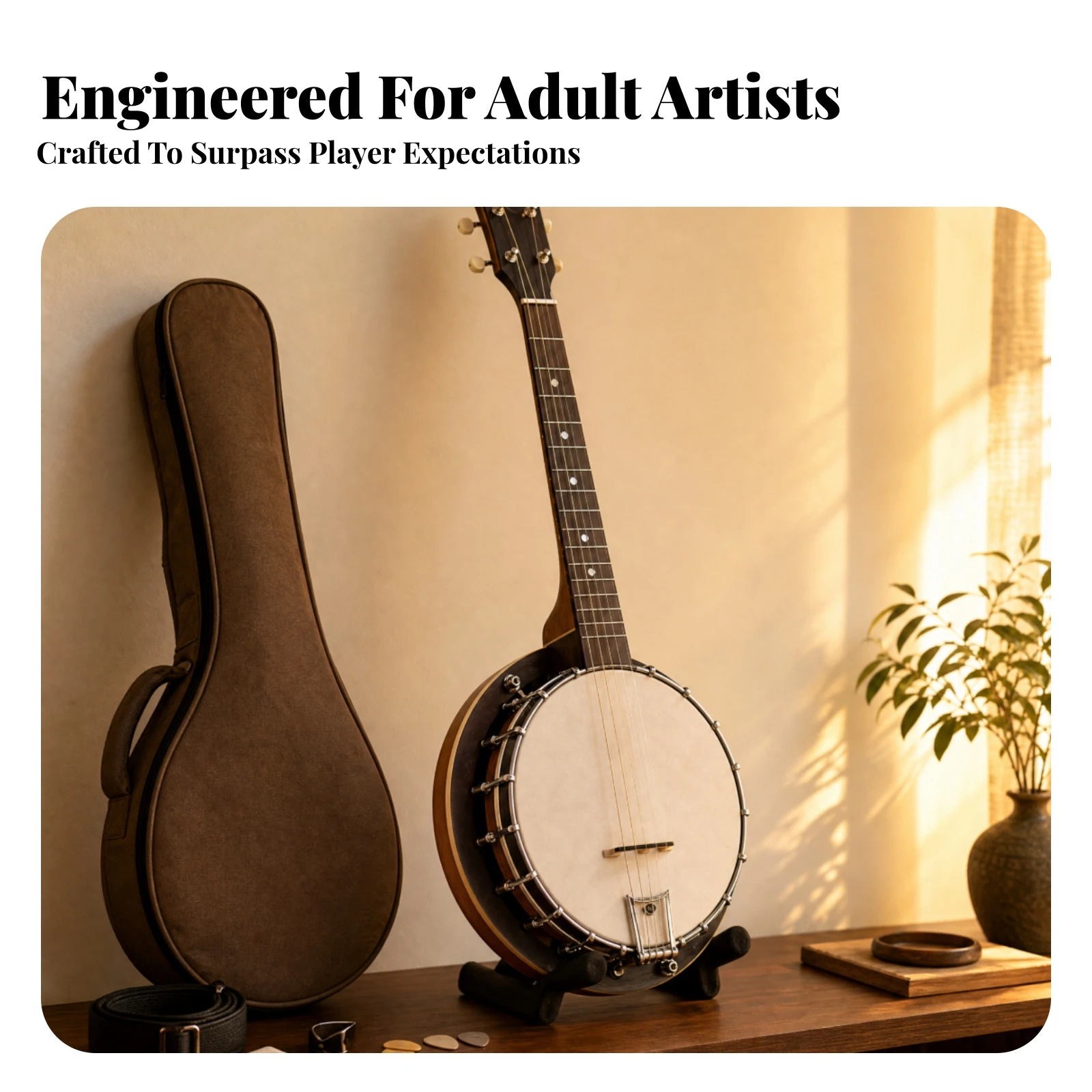 Tonewood Resonator Banjo Two-Tone Finish 5-String Banjo Chrome Hardware White Drumhead