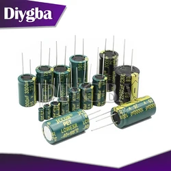 2-50pcs High Frequency Low Aluminum Capacitor 6.3V 10V 16V 25V 35V 50V 1UF-10000UF Green gold electrolytic capacitor
