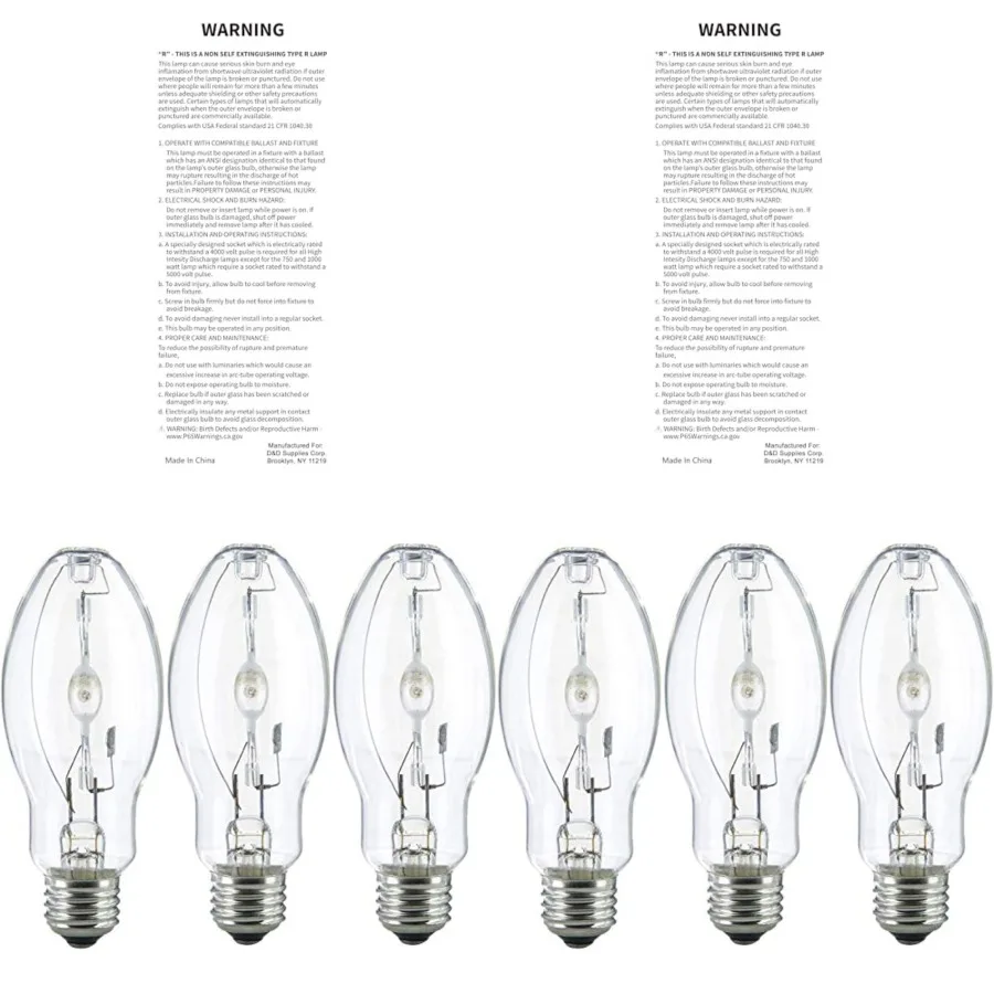3 Pack MH50/U/MED 50W Metal Halide Bulb ED17 Medium Base Clear