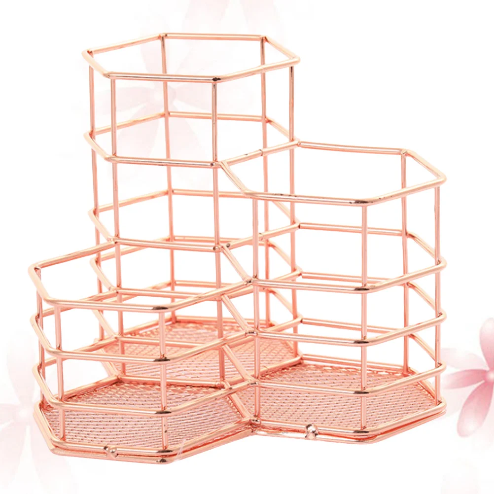 Złoty pojemnik na pędzle do makijażu, organizer na długopisy, artykuły piśmiennicze, akcesoria na biurko, materiały do pisania, dekoracja stołu