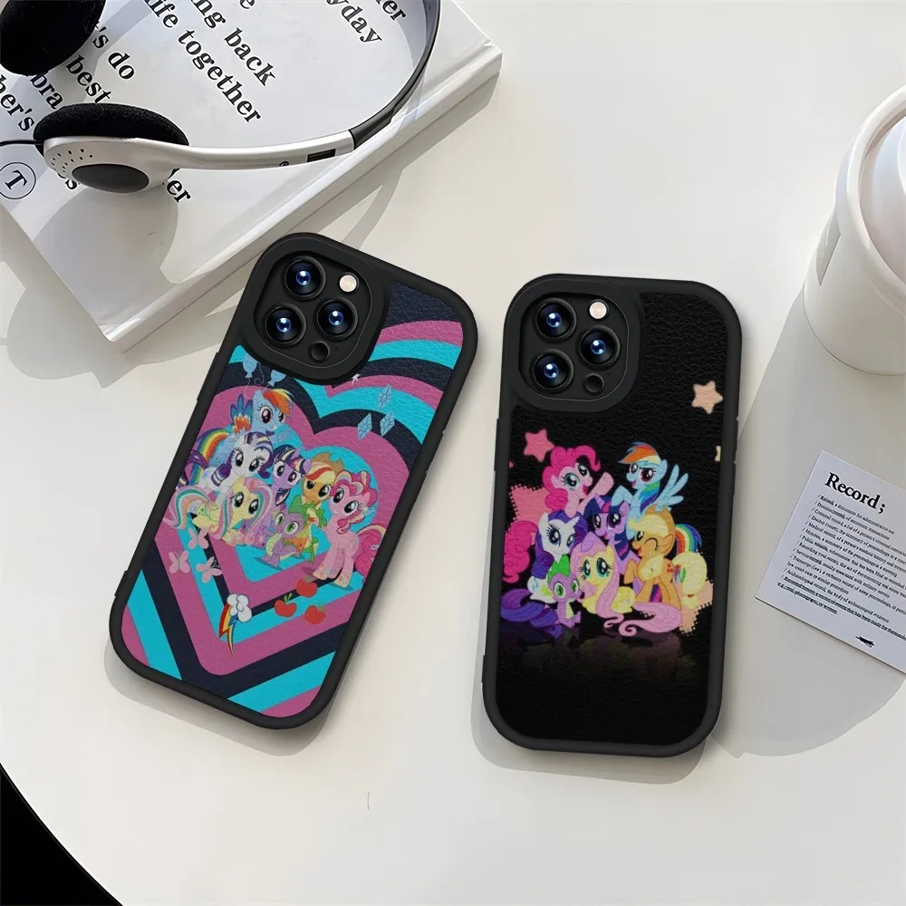 My L-Little Cute P-PonyS Phone Case Black For IPhone 11 14 13 12 Pro Max Mini Xs X Xr 7 8 Plus SE2020 Leather Silicone Soft