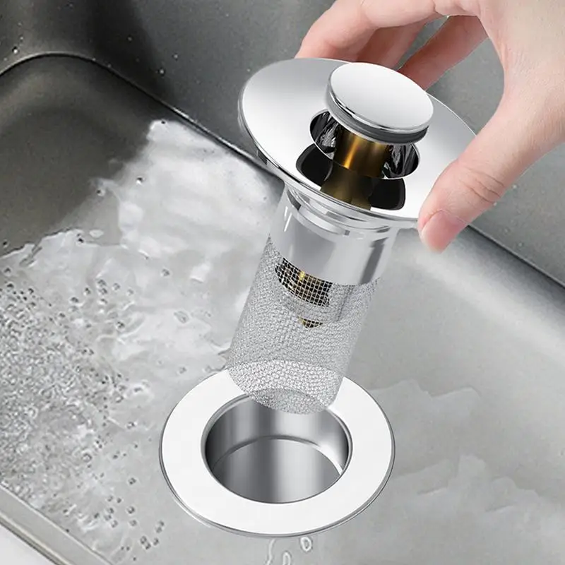 Hair Strainer Drain Plug With Filter Mesh 2-in-1 Drain Protectors Anti-Clog Strainer Anti-Cracking Hair Strainer Drain Plug