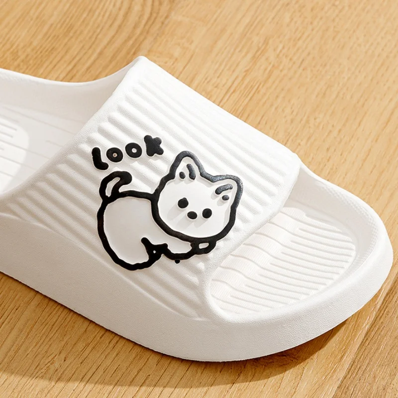 Summer Women Cute Animal EVA Slippers Men Indoor Bathroom Thick Platform Non-Slip Home Sabdals Couples Cat Cartoon Flip Flops image 4