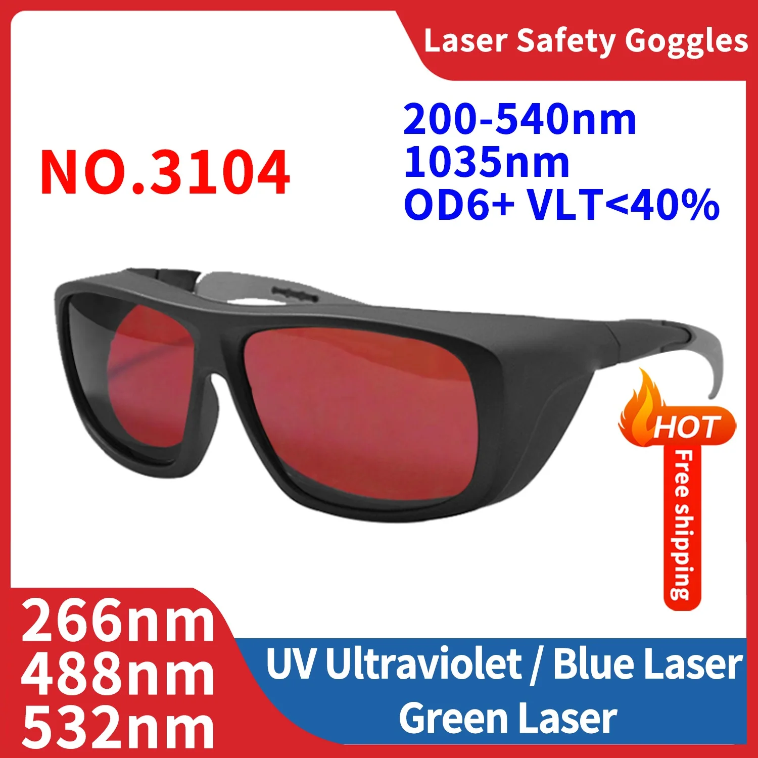 Laser Protective Safety Goggles Glasses Eye Protection lentes de seguridad industriales UV IPI IR IPL FPV 200-2000nm 1064 532nm