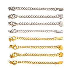 10pcs Stainless Steel Extension Chains with Lobster Clasps Connector Link Necklace Tail Making DIY Bracelet Accessories Supplies