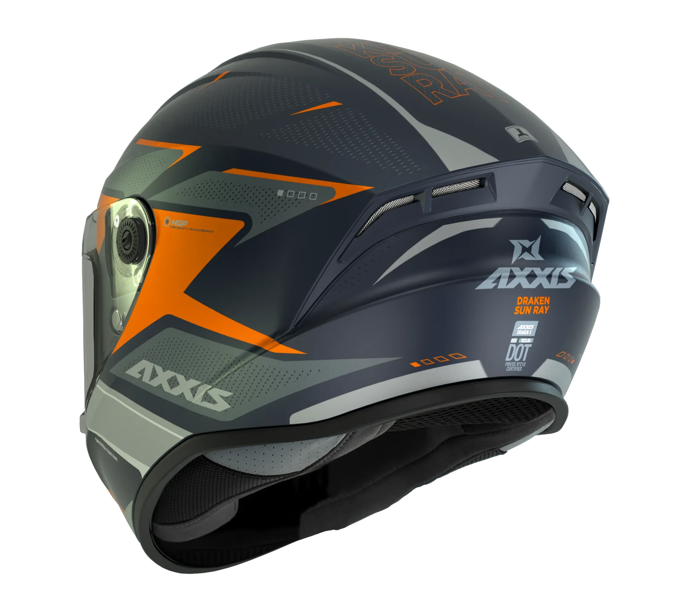 Full-face helmet for motorcycle AXXIS FF112D DRAKEN S SUNRAY adult black/Orange matte