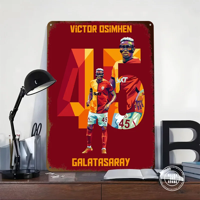 Victor Osimhen Galatasaray Pop Art Printed Poster Customized Wall Art Retro Vintage Metal Tin Signs for Gamer Decoration Gaming