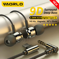 Metal Magnetic Gaming Earbuds 90° L Elbow Digital Type-C/3.5MM AUX 9D Surround HIFI Heavy Bass Music Headset For Samsung Android
