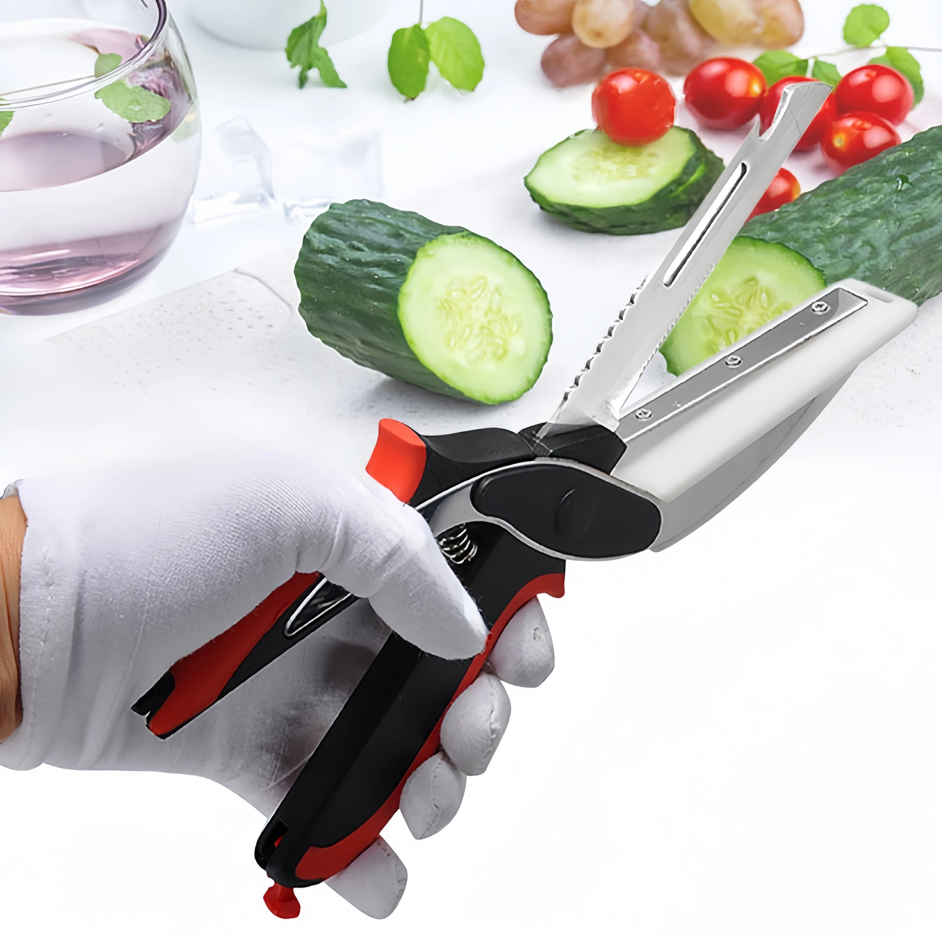 Powerful Multi-functional Scissor Cutting Board Scissors Outdoor Camping Slicer Barbecue Cutter 6in1 Vegetable Salad Chopper