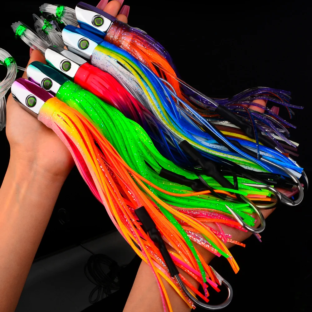 PROBEROS 1 Stück 85g/102g/119g Harz-Oktopus-Weichköder mit Rock für Hochsee-Bootsangeln, großer Schleppköder für Thunfisch und Wahoo, schnell sinkend – Detail 3