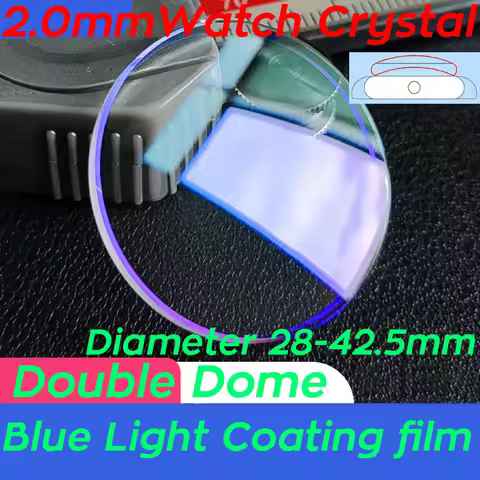 Blue Light Coating Film 2.0mm Double Dome Mineral Watch Crystal 28mm to 42.5mm Round Replacement Watch Glass Repair Tool Parts