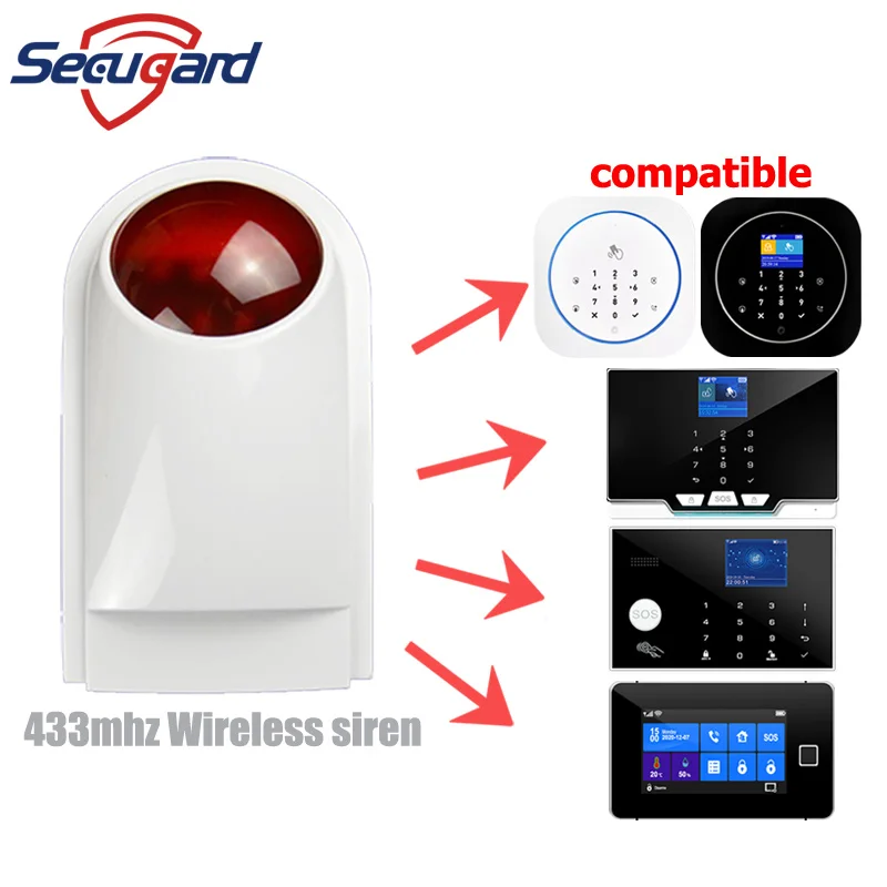 Wireless Siren Outdoor 433MHz Sound Strobe Light Alarm Waterproof For Our Home Burglar Alarm System