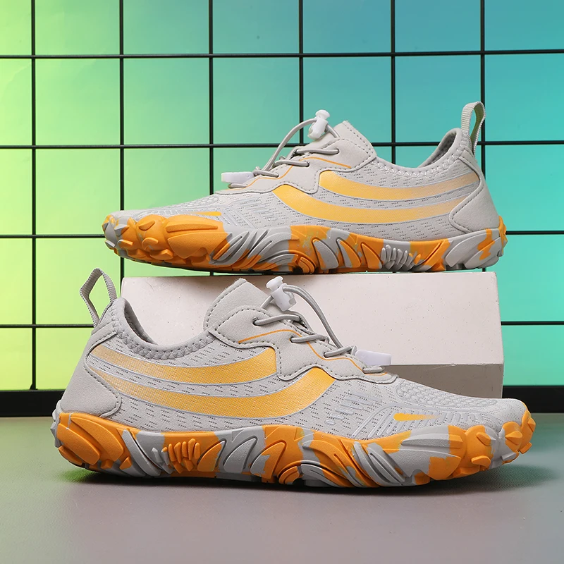 

Унисекс серо-оранжевые быстросохнущие нескользящие аквашузы для мужчин и женщин, для пляжа, плавания, серфинга, ходьбы по воде, уличные кроссовки