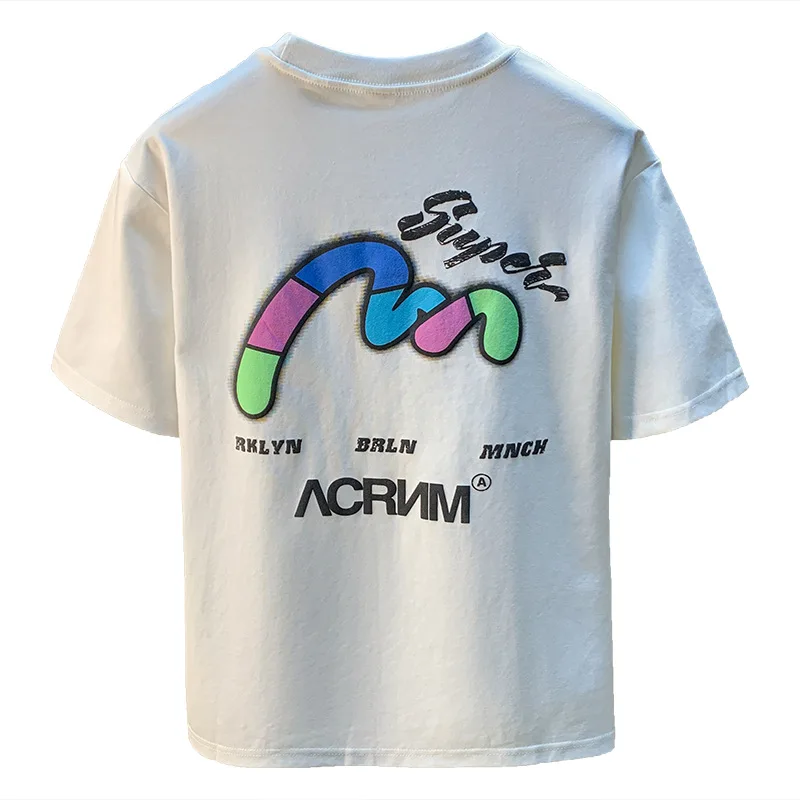 Embroidered printed short sleeved T-shirt men's 2025 new summer loose fit plus size top half sleeved casual shirt