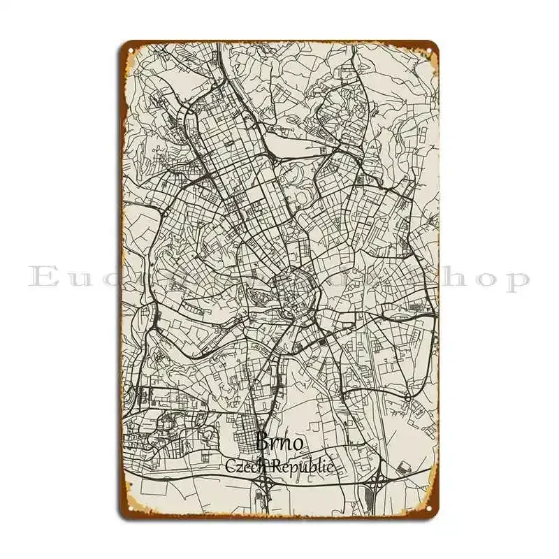 Placa metálica de la ciudad de Brno, República Checa, para decoración de pared de garaje, cartel de hojalata
