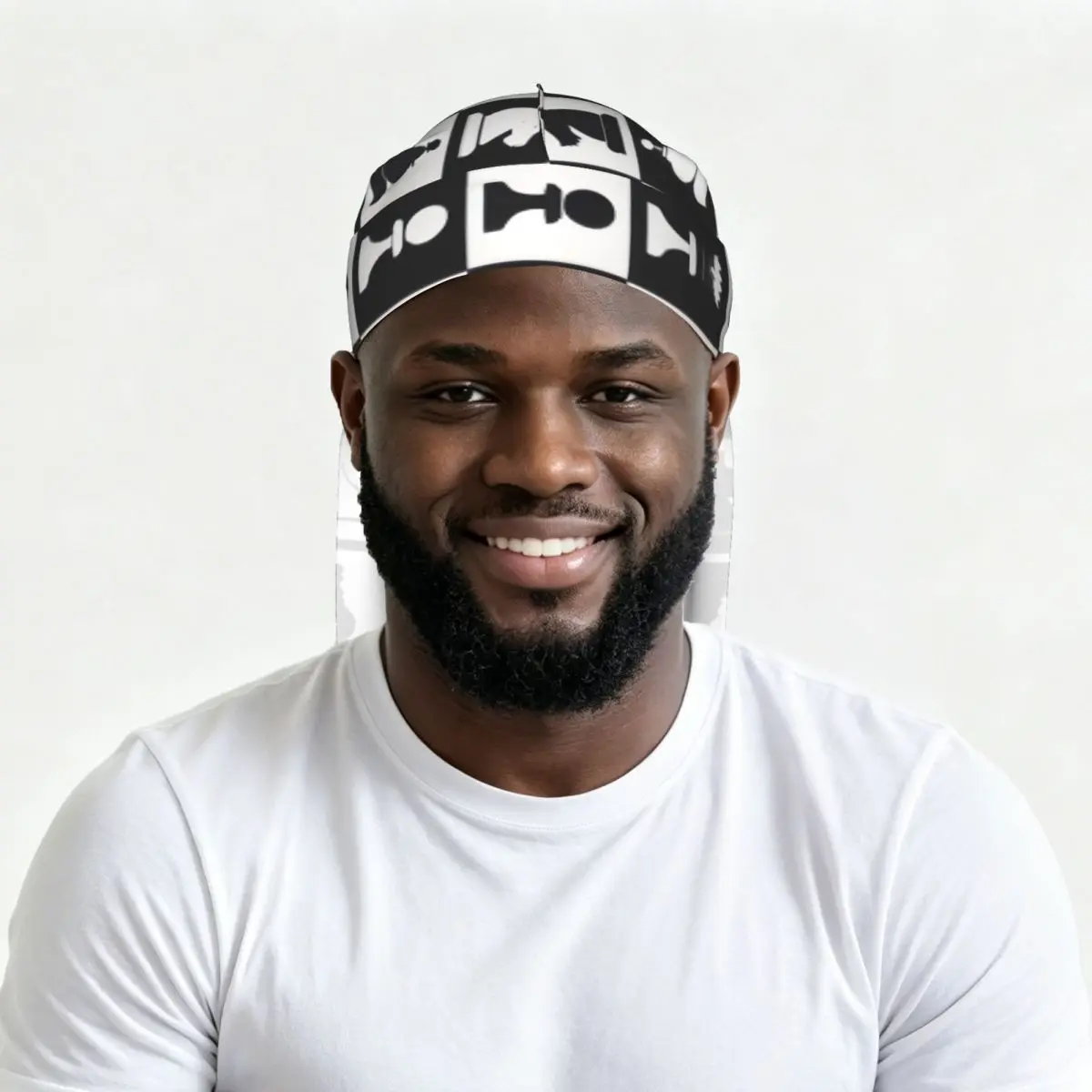 Men Satin Durag Long Tail Doo Rag Classic Chess Board Hip Hop Headwrap Hair Scarf