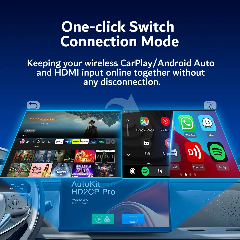 CarlinKit FireDrive Link Pro 무선 CarPlay 어댑터 (아마존 Fire TV 스틱, HDMI, 안드로이드 오토, 차량용 TV 메이트, 비디오 스트리밍 박스용) 썸네일 4