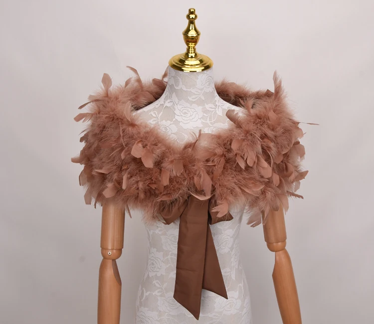 Women Real Feather Shawl Wraps Ostrich Fur Shrug Cape For Bride Wedding Party