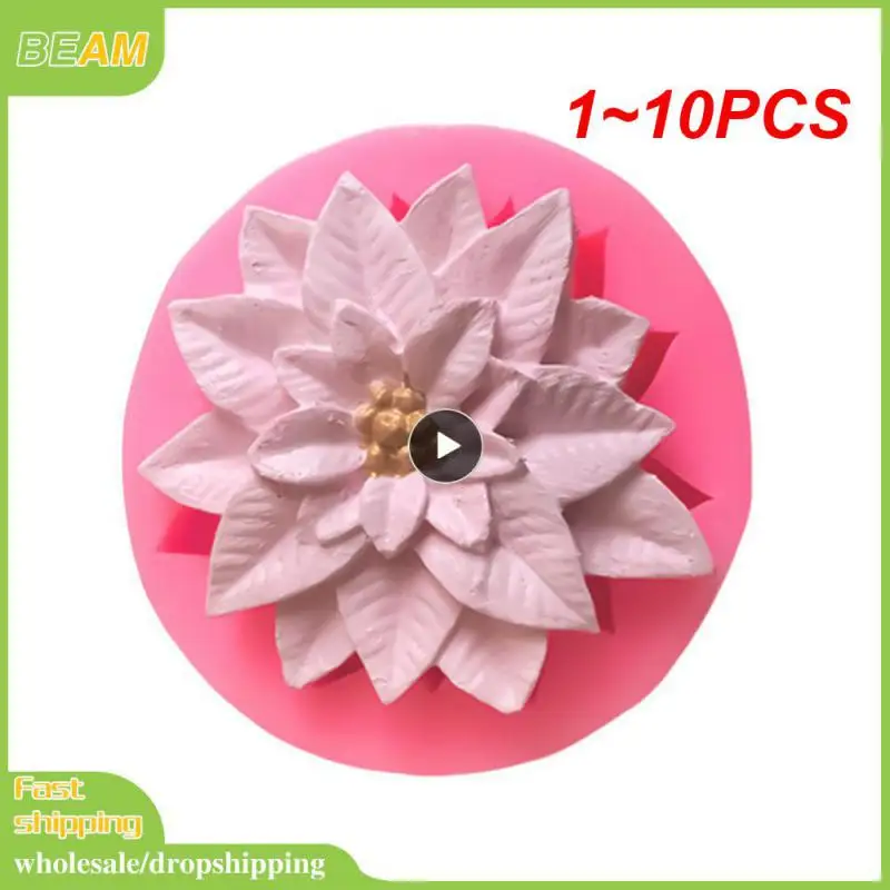 1~10PCS Christmas Holly Leaf Shape Silicone Mold Fondant Cake Cookie Decor Tools Chocolate Cupcake Cookies Baking Safety