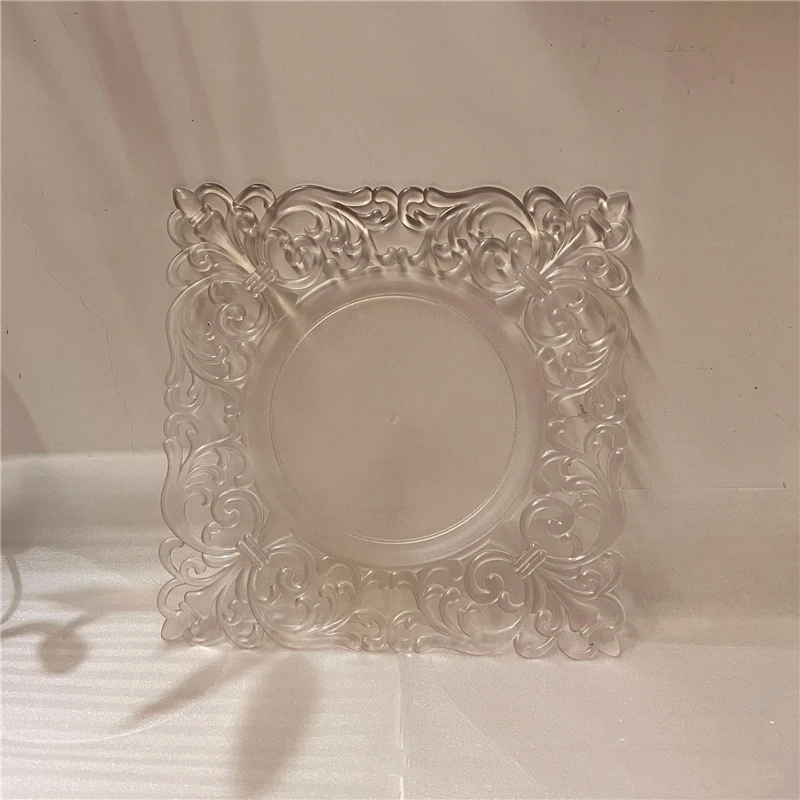 12 Pcs Square Steel Gold Dining Plate Dessert Plate Tray Snack Kitchen Plate Western Steak Kitchen Plate Charger Plate