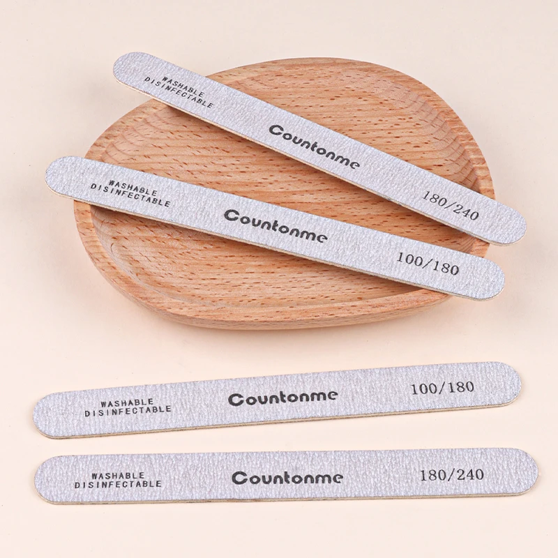 20/50/100Pcs Wooden Nail Files 100/180 180/240 Grit Double Sided Sandpaper Strong Grey Sanding Manicure Polishing  Nail Sticks