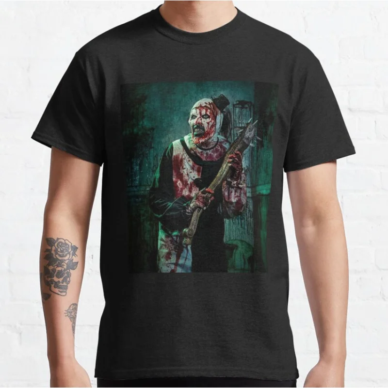 

0528 Retro Horror movie Art the clown killer Terrifierscary halloween Gift t shirt Scream film Graphic clothes All size tops