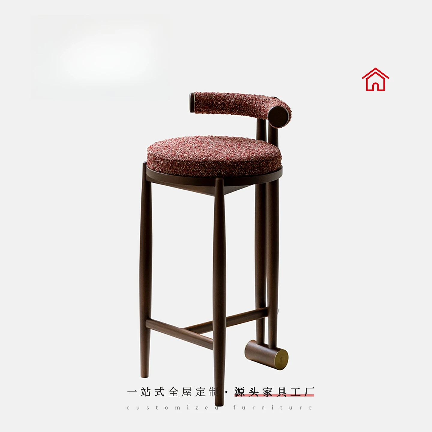 Designer hotel lobby stool villa matching natural stone metal light luxury minimalist long stool