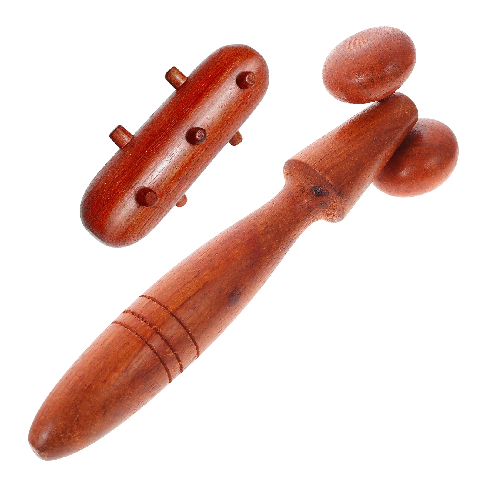 

2pcs Wooden Body Muscle Massager Sticks For Neck Leg Waist Back Full-Body Massage Stick Durable Smooth Long-Time Use Dark Red