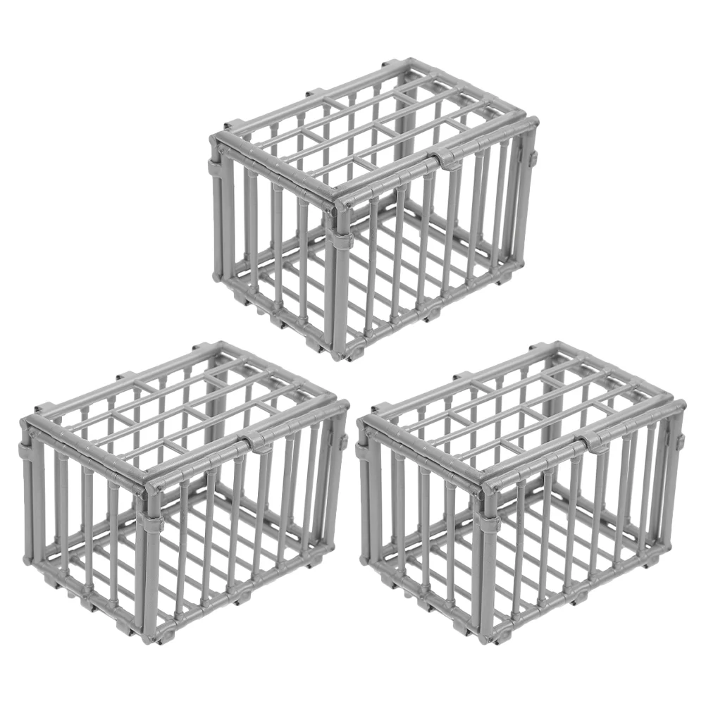 3 PCS Beast Fence Model Animal Toy Miniature Cage Kit Toys Small Animals Ornament Plastic