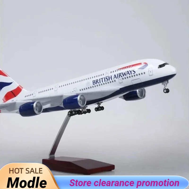 

New 1:160 Scale Model Airplane Airbus A380 BRITISH Airline With Light and Wheel Diecast Resin Aircraft Collection Display Toy