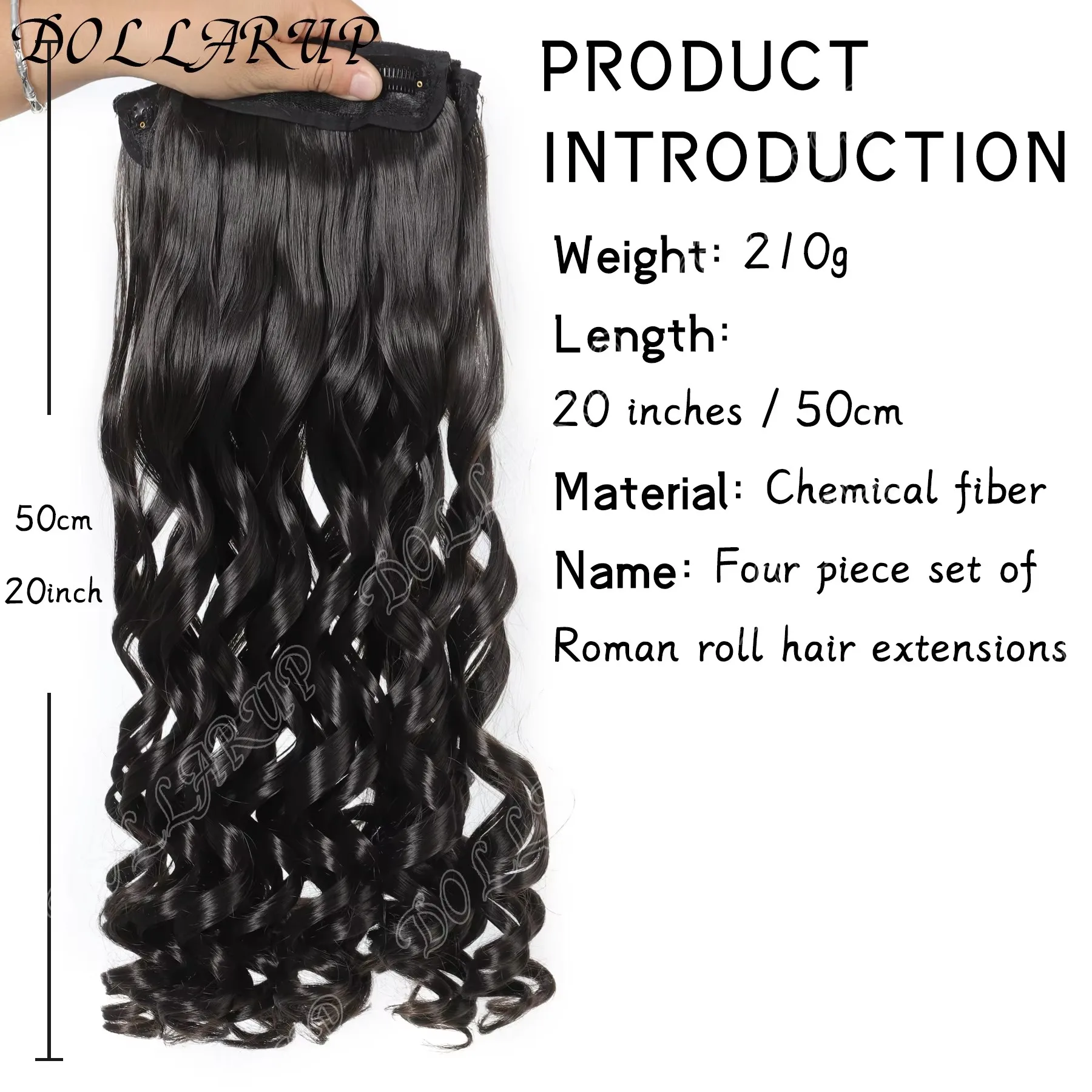 JKL 4 قطعة سميكة كاملة تطويلة شعر من الألياف رائع 11 كليب في وصلات الشعر شعر أشقر 20 ''الجسم الطبيعي متموج هيربيسي #2